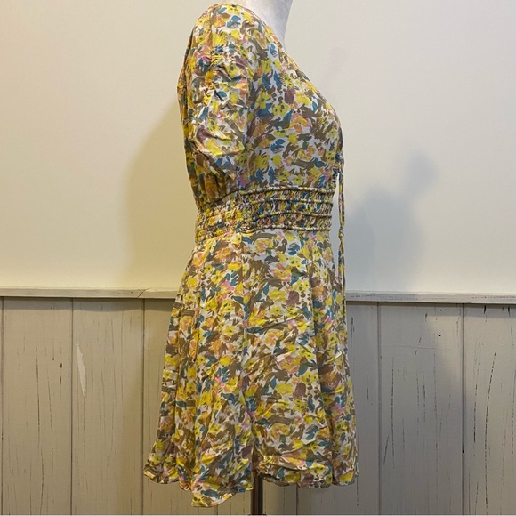 Free People Size 6 Yellow Forget Me Not Floral Mini Dress - Picture 5 of 10